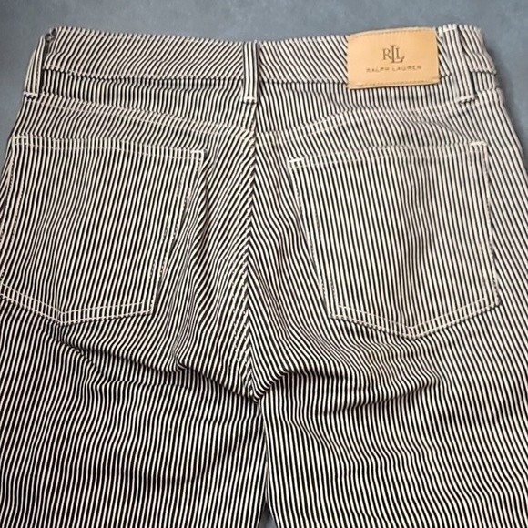 RALPH LAUREN Mid-Rise Skinny Black Striped Jeans SZ 2 - Picture 4 of 8